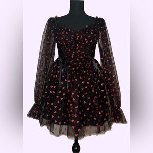 Sugar Thrillz Babydoll Hearts Long Sleeve Mini Dress